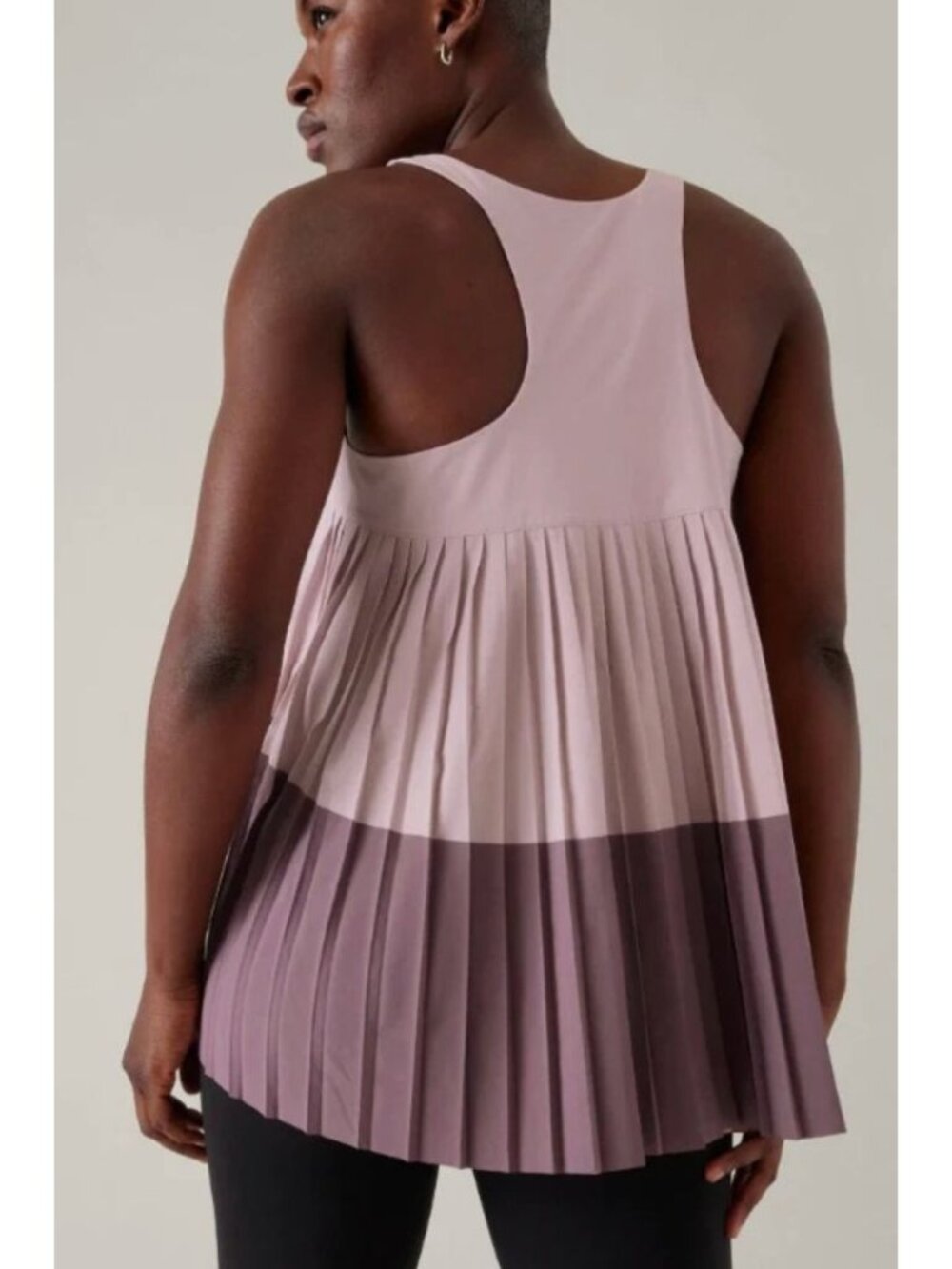 ATHLETA swing forward pleated back tank in smoky mauve size XL